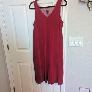 Silk V Neck Sleeveless Midi Dress | OMBRE Space Dye Red | L | EUC | GAP